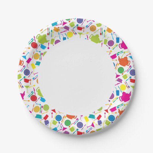Muster mit farbigem Küchentuch Pappteller (Vorderseite)