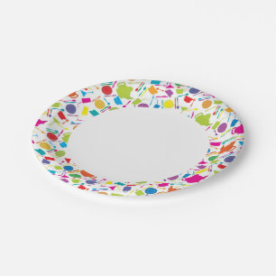 Muster mit farbigem Küchentuch Pappteller