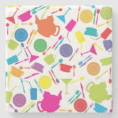 Muster mit farbigem Küchentuch Steinuntersetzer (Vorderseite)