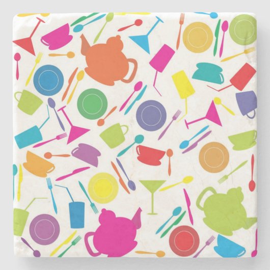 Muster mit farbigem Küchentuch Steinuntersetzer (Vorderseite)
