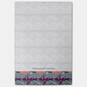 Muster mit Fisch und lila Welle Post-it Klebezettel