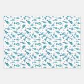Muster mit Fisch und Seestern Geschenkpapier Set (Vorderseite 3)