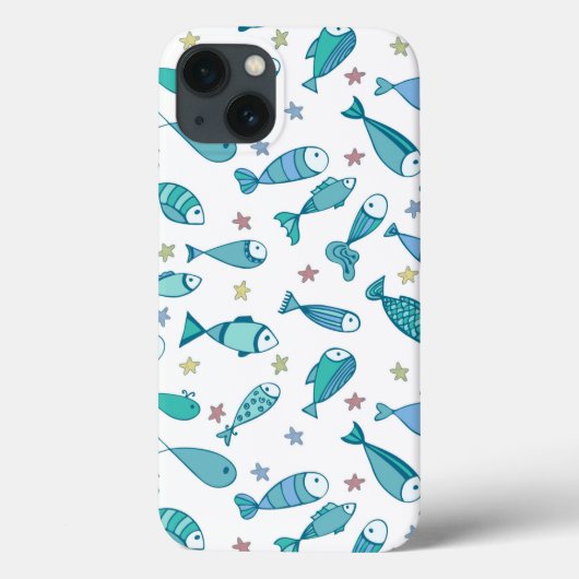 Muster mit Fisch und Starfish Case-Mate iPhone Hülle (Rückseite)