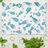 Muster mit Fisch und Starfish Geschirrtuch (Gefaltet)