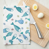 Muster mit Fisch und Starfish Geschirrtuch (Viertel Falte)