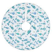 Muster mit Fisch und Starfish Polyester Weihnachtsbaumdecke (Vorderseite)
