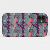 Muster mit Fischen und lila Welle Case-Mate iPhone Hülle (Rückseite (Horizontal))