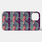 Muster mit Fischen und lila Welle Case-Mate iPhone Hülle (Rückseite (Horizontal))