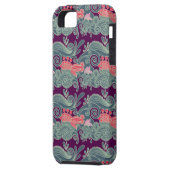 Muster mit Fischen und lila Welle Case-Mate iPhone Hülle (Rückseite Links)