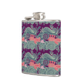 Muster mit Fischen und lila Welle Flachmann (Links)