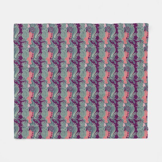 Muster mit Fischen und lila Welle Fleecedecke (Vorderseite (Horizontal))