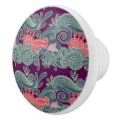 Muster mit Fischen und lila Welle Keramikknauf (Rechts)