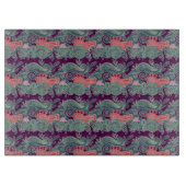 Muster mit Fischen und lila Welle Schneidebrett (Vorderseite)