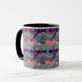 Muster mit Fischen und lila Welle Tasse (Vorderseite Links)