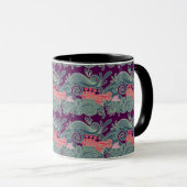 Muster mit Fischen und lila Welle Tasse (VorderseiteRechts)