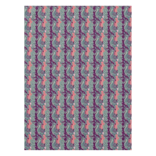 Muster mit Fischen und lila Welle Tischdecke (Vorderseite)