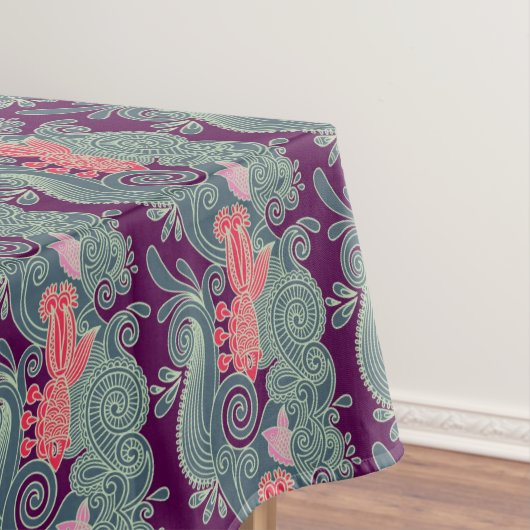 Muster mit Fischen und lila Welle Tischdecke (Beispiel)