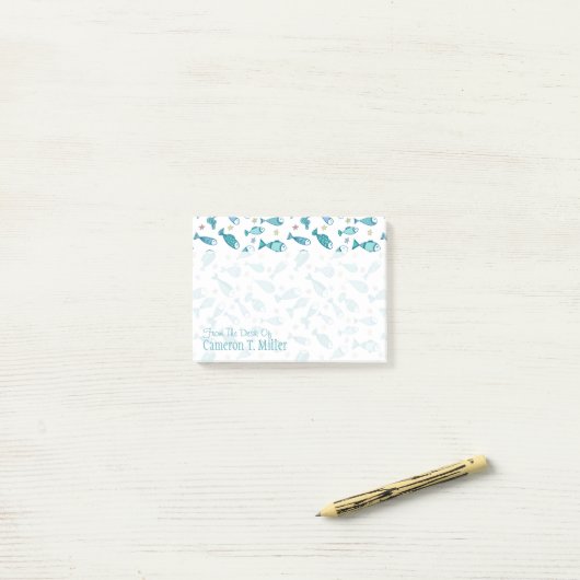 Muster mit Fischen und Starfish | addieren Ihren Post-it Klebezettel (Auf Schreibtisch)