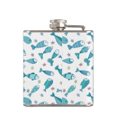 Muster mit Fischen und Starfish Flachmann (Rückseite)