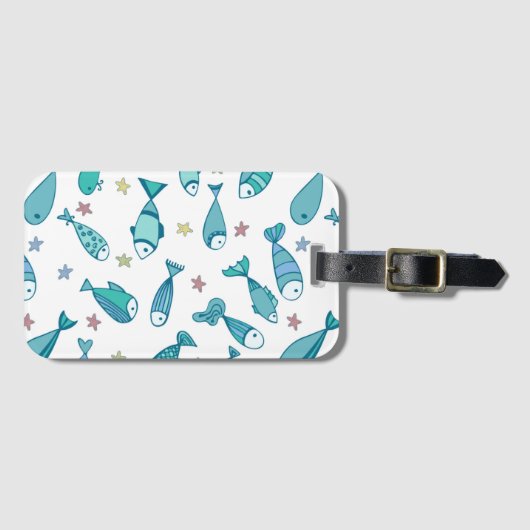 Muster mit Fischen und Starfish Gepäckanhänger (Vorderseite (Horizontal))