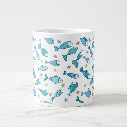 Muster mit Fischen und Starfish Jumbo-Tasse (Vorderseite)