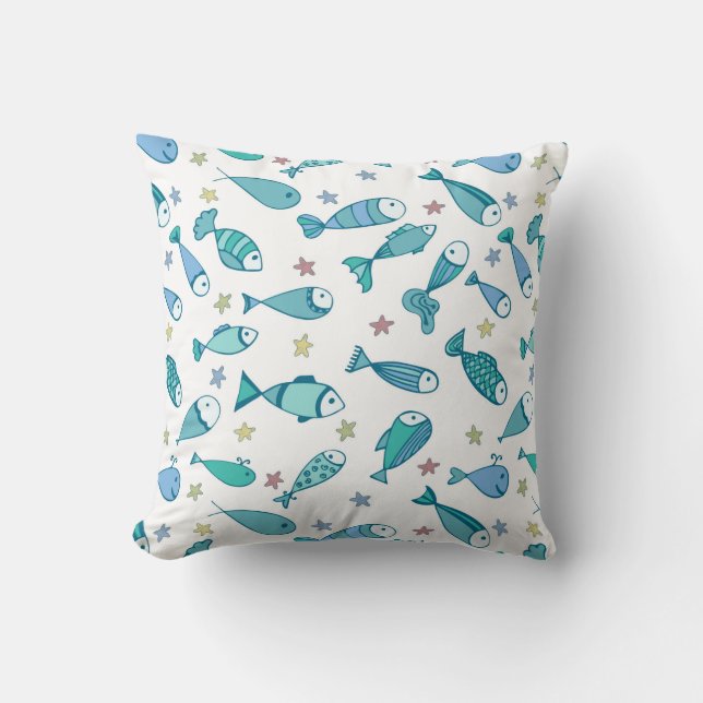 Muster mit Fischen und Starfish Kissen (Vorderseite)