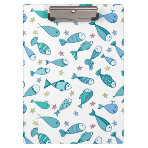 Muster mit Fischen und Starfish Klemmbrett