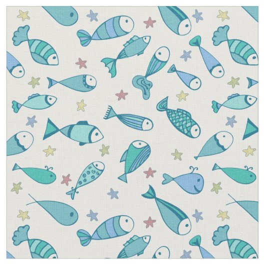 Muster mit Fischen und Starfish Stoff (Nahaufnahme)