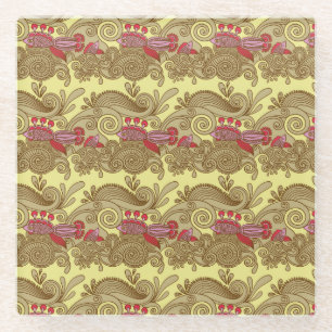 Muster mit Fischen und Welle Glasuntersetzer