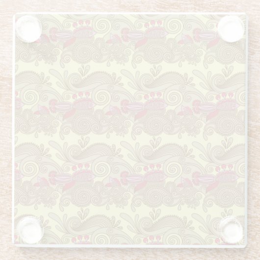 Muster mit Fischen und Welle Glasuntersetzer (Rückseite)