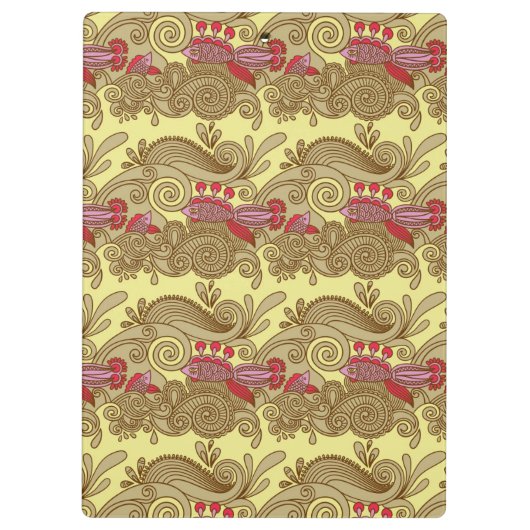 Muster mit Fischen und Welle Klemmbrett (Rückseite)