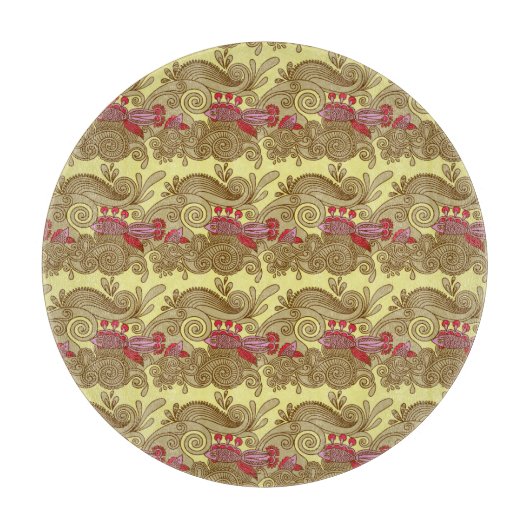 Muster mit Fischen und Welle Schneidebrett (Vorderseite)