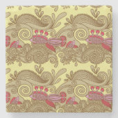 Muster mit Fischen und Welle Steinuntersetzer (Vorderseite)