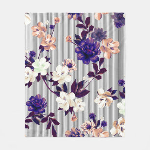 Muster mit Frühlingsblumen Muster mit Feder fl Fleecedecke