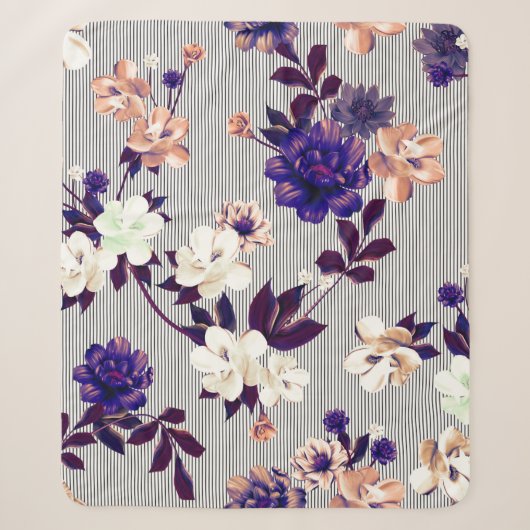 Muster mit Frühlingsblumen Muster mit Feder fl Sherpadecke (Vorderseite)