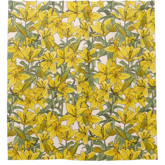 Muster mit gelber Lilie Duschvorhang (Vorderseite)