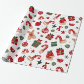 Muster mit Geschenken, Bonbons und Spielzeug Geschenkpapier (Ungerollt)