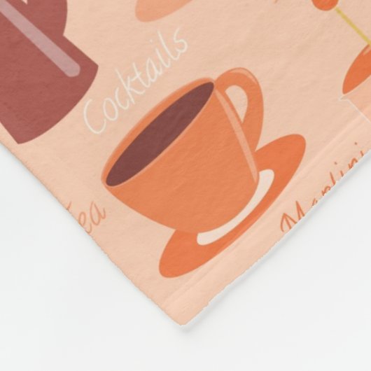 Muster mit Getränken und Text Fleecedecke (Ecke)