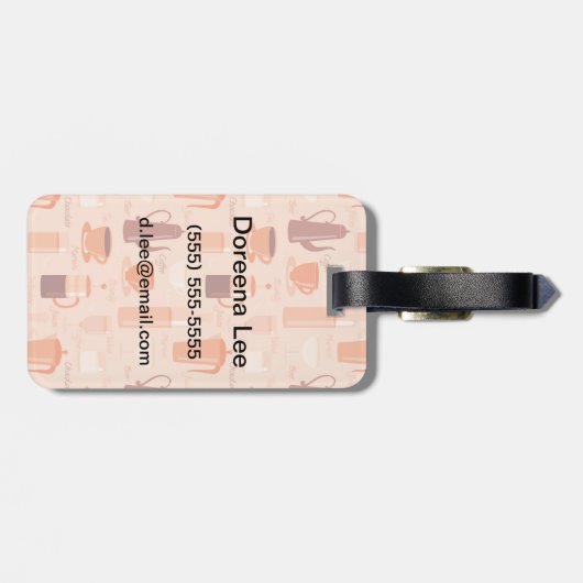 Muster mit Getränken und Text Gepäckanhänger (Rückseite horizontal)