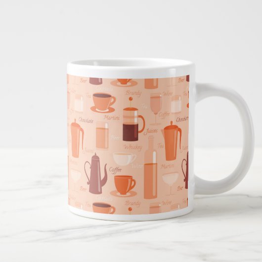 Muster mit Getränken und Text Jumbo-Tasse (Rechts)
