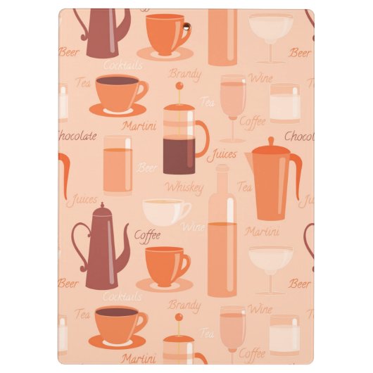 Muster mit Getränken und Text Klemmbrett (Rückseite)