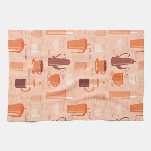 Muster mit Getränken und Text Küchentuch (Horizontal)