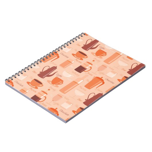 Muster mit Getränken und Text Notizblock (Linke Seite)