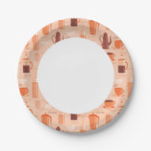 Muster mit Getränken und Text Pappteller (Vorderseite)