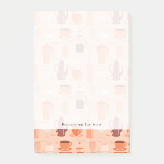 Muster mit Getränken und Text Post-it Klebezettel (Vorderseite)