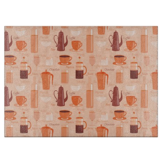 Muster mit Getränken und Text Schneidebrett (Vorderseite)