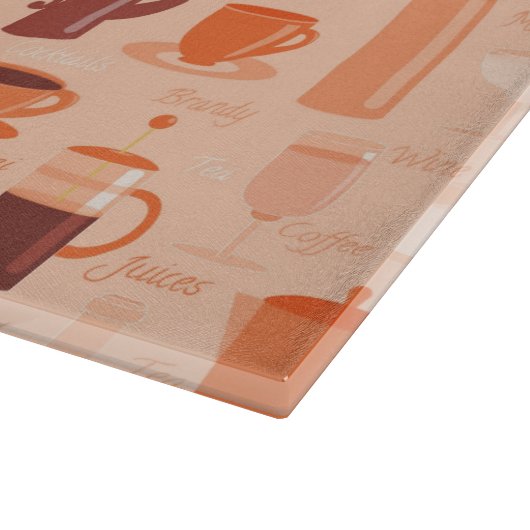 Muster mit Getränken und Text Schneidebrett (Ecke)