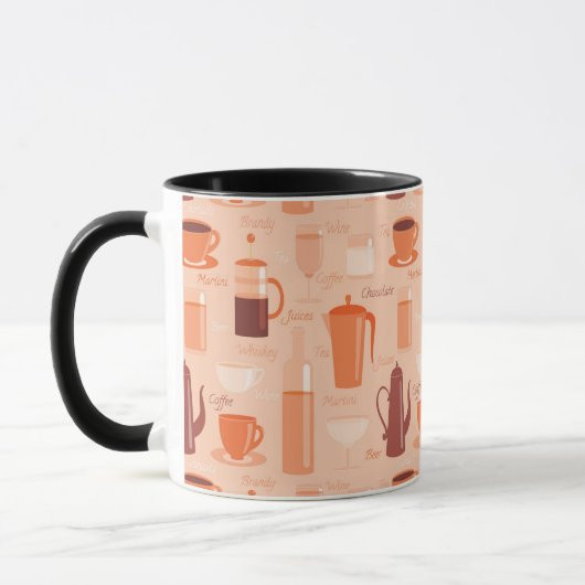 Muster mit Getränken und Text Tasse (Links)