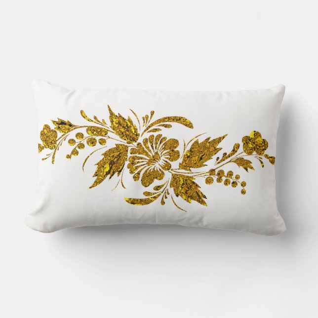 Muster mit goldenen Blumen  Lendenkissen (Vorderseite)