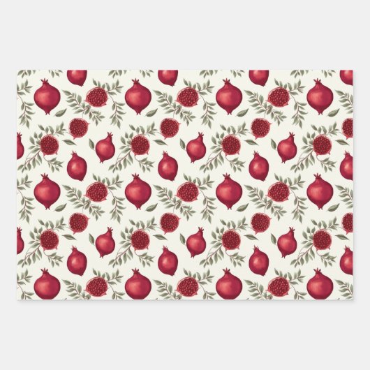 Muster mit Granatapfel Geschenkpapier Set (Vorderseite 2)